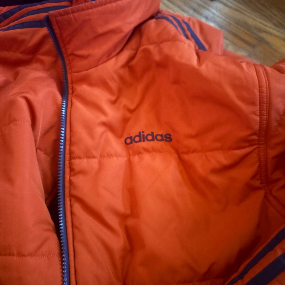 Adidas Vibrant Orange Jacket with Navy Accents - Picture 2 of 3